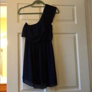 NAVY.  ONE SHOULD SHEER  DRESS.